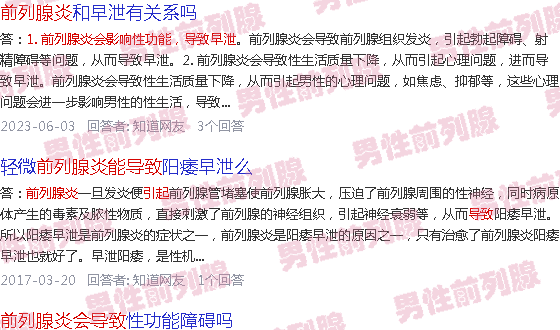 汕头前列腺炎会导致早射吗