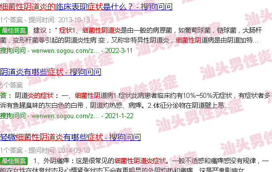 汕头细菌性阴炎的症状