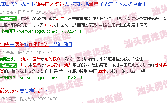 汕头治疗前例腺炎
