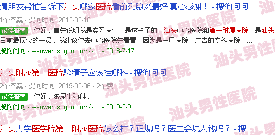 汕头*附属医院男科